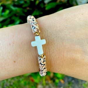 Handmade cross polymer bracelet